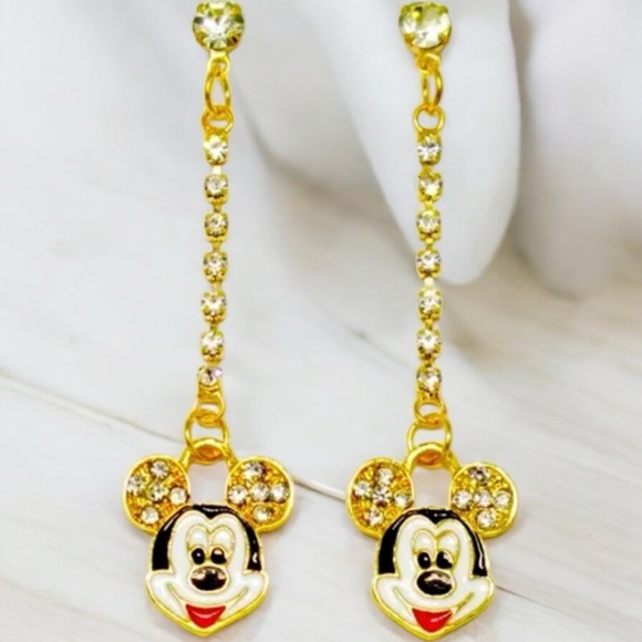 Source Unknown Jewelry - Mickey Mouse Multi-Color Crystal Stud Chain Drop Dangle Earrings